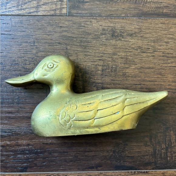 Vintage 7 Inch Brass Duck Mid Century Modern Figurine Statue Decor Hollow - Picture 6 of 7